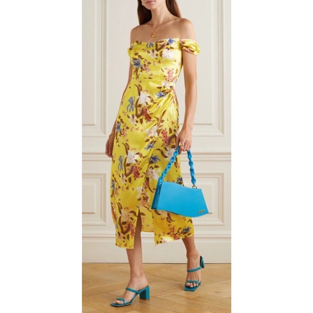 Reformation Genesis Floral Midi 100% Silk Dress Womens Size 0 NWT Spring Wedding